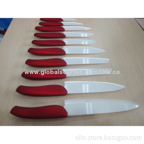 Black Blade Ceramic Knife with Red Metallic Painting ABS Handle